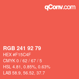 カラーコード: RGB 241 92 79 | qconv.com