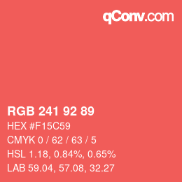 カラーコード: RGB 241 92 89 | qconv.com