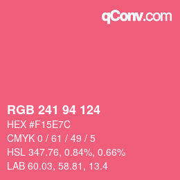 Color code: RGB 241 94 124 | qconv.com
