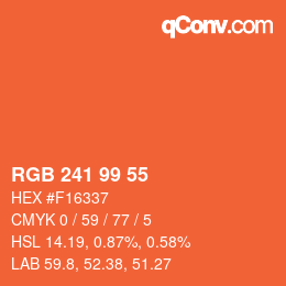Color code: RGB 241 99 55 | qconv.com