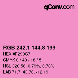 カラーコード: RGB 242.1 144.8 199 | qconv.com