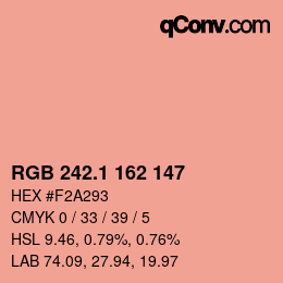 カラーコード: RGB 242.1 162 147 | qconv.com