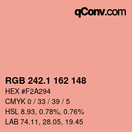 カラーコード: RGB 242.1 162 148 | qconv.com