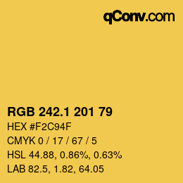 カラーコード: RGB 242.1 201 79 | qconv.com