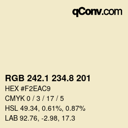 Color code: RGB 242.1 234.8 201 | qconv.com
