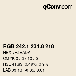 Color code: RGB 242.1 234.8 218 | qconv.com