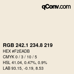 Color code: RGB 242.1 234.8 219 | qconv.com