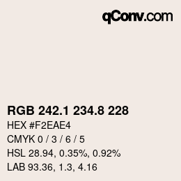 Color code: RGB 242.1 234.8 228 | qconv.com