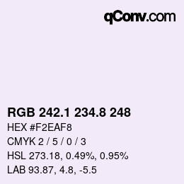 Color code: RGB 242.1 234.8 248 | qconv.com