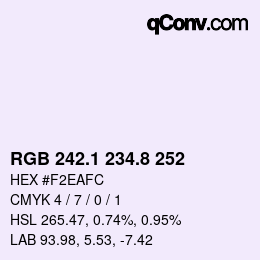 Color code: RGB 242.1 234.8 252 | qconv.com