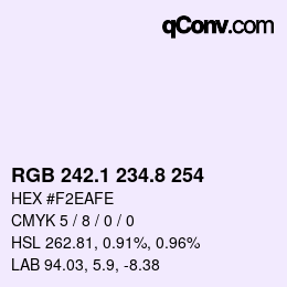 Color code: RGB 242.1 234.8 254 | qconv.com