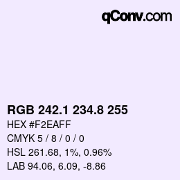 Color code: RGB 242.1 234.8 255 | qconv.com