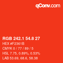 カラーコード: RGB 242.1 54.8 27 | qconv.com