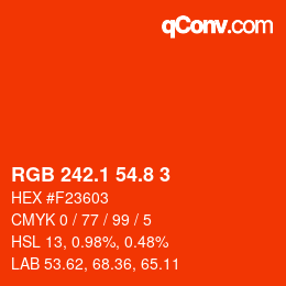 カラーコード: RGB 242.1 54.8 3 | qconv.com