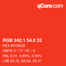 Color code: RGB 242.1 54.8 32 | qconv.com