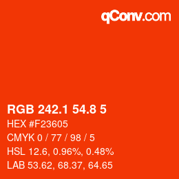 カラーコード: RGB 242.1 54.8 5 | qconv.com