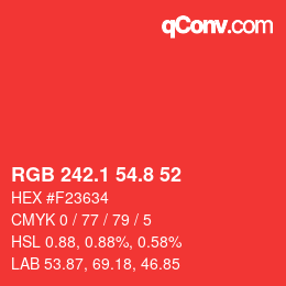 Farbcode: RGB 242.1 54.8 52 | qconv.com