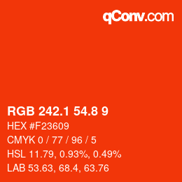 Color code: RGB 242.1 54.8 9 | qconv.com