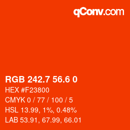 カラーコード: RGB 242.7 56.6 0 | qconv.com