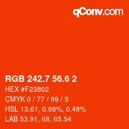 カラーコード: RGB 242.7 56.6 2 | qconv.com