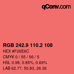 カラーコード: RGB 242.9 110.2 108 | qconv.com
