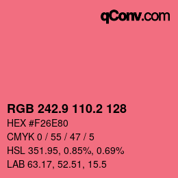 カラーコード: RGB 242.9 110.2 128 | qconv.com