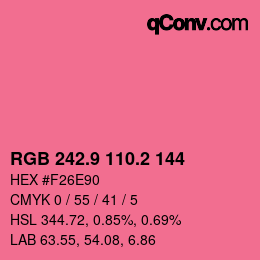 カラーコード: RGB 242.9 110.2 144 | qconv.com