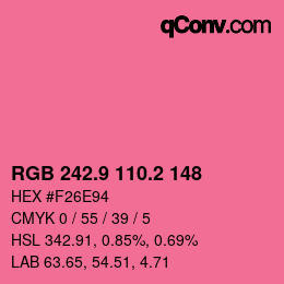 カラーコード: RGB 242.9 110.2 148 | qconv.com