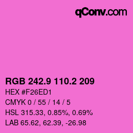 カラーコード: RGB 242.9 110.2 209 | qconv.com