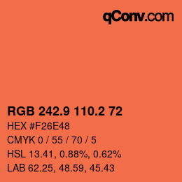 カラーコード: RGB 242.9 110.2 72 | qconv.com