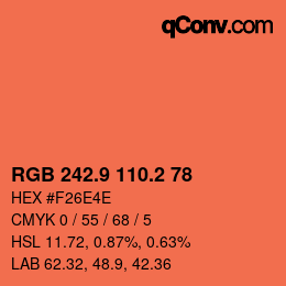 カラーコード: RGB 242.9 110.2 78 | qconv.com