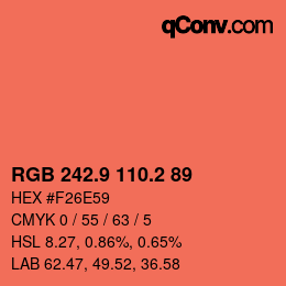 Color code: RGB 242.9 110.2 89 | qconv.com