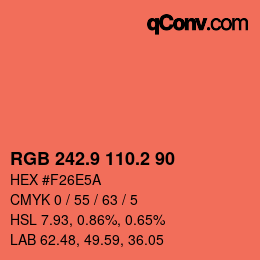 カラーコード: RGB 242.9 110.2 90 | qconv.com