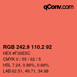 カラーコード: RGB 242.9 110.2 92 | qconv.com
