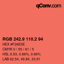 Color code: RGB 242.9 110.2 94 | qconv.com