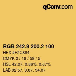 Color code: RGB 242.9 200.2 100 | qconv.com