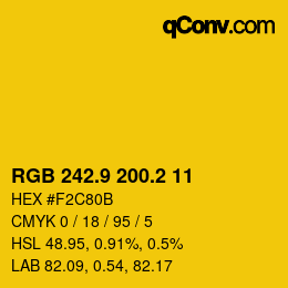 カラーコード: RGB 242.9 200.2 11 | qconv.com