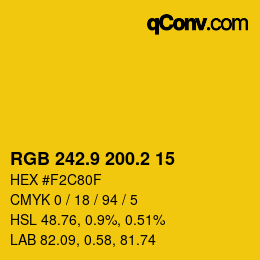 カラーコード: RGB 242.9 200.2 15 | qconv.com