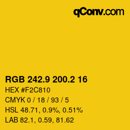 カラーコード: RGB 242.9 200.2 16 | qconv.com