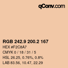 カラーコード: RGB 242.9 200.2 167 | qconv.com