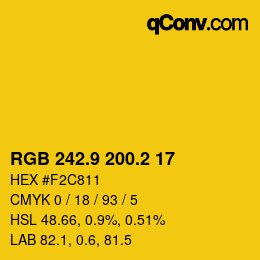 カラーコード: RGB 242.9 200.2 17 | qconv.com