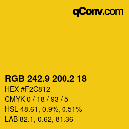 カラーコード: RGB 242.9 200.2 18 | qconv.com