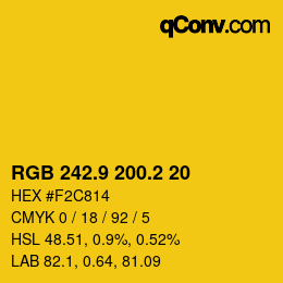 カラーコード: RGB 242.9 200.2 20 | qconv.com