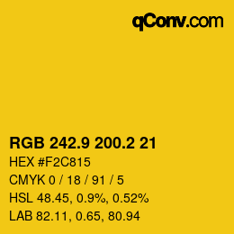 カラーコード: RGB 242.9 200.2 21 | qconv.com