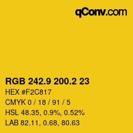 カラーコード: RGB 242.9 200.2 23 | qconv.com