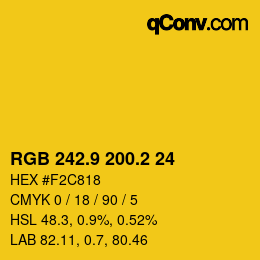カラーコード: RGB 242.9 200.2 24 | qconv.com