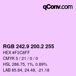 Color code: RGB 242.9 200.2 255 | qconv.com