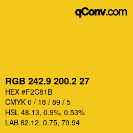 カラーコード: RGB 242.9 200.2 27 | qconv.com