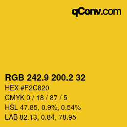 カラーコード: RGB 242.9 200.2 32 | qconv.com