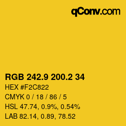 カラーコード: RGB 242.9 200.2 34 | qconv.com